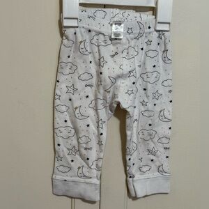 White Baby Pants with Moon and Star Print